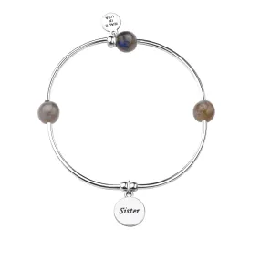 Sister | Soft Bangle Charm Bracelet | Labradorite