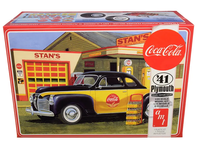 Skill 3 Model Kit 1941 Plymouth Coupe with 4 Bottle Crates Coca-Cola 1/25 Scale Model by AMT