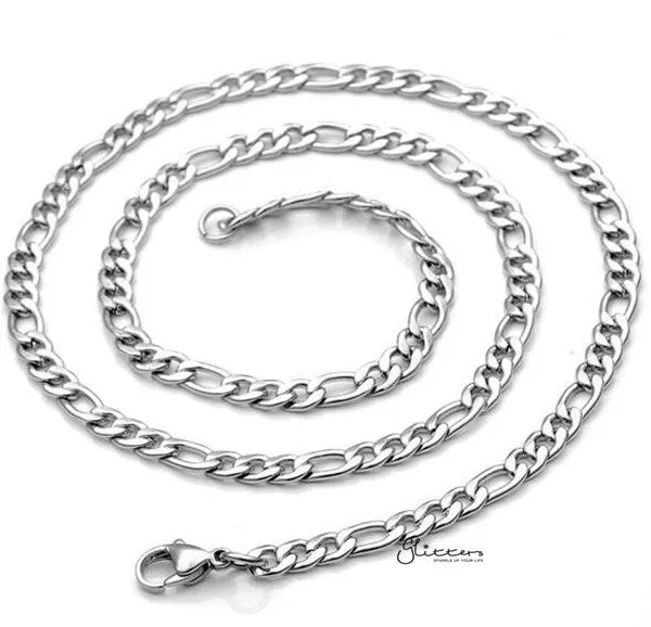 Stainless Steel Figaro Chain Men's Necklace - 8.5mm width | 61cm length