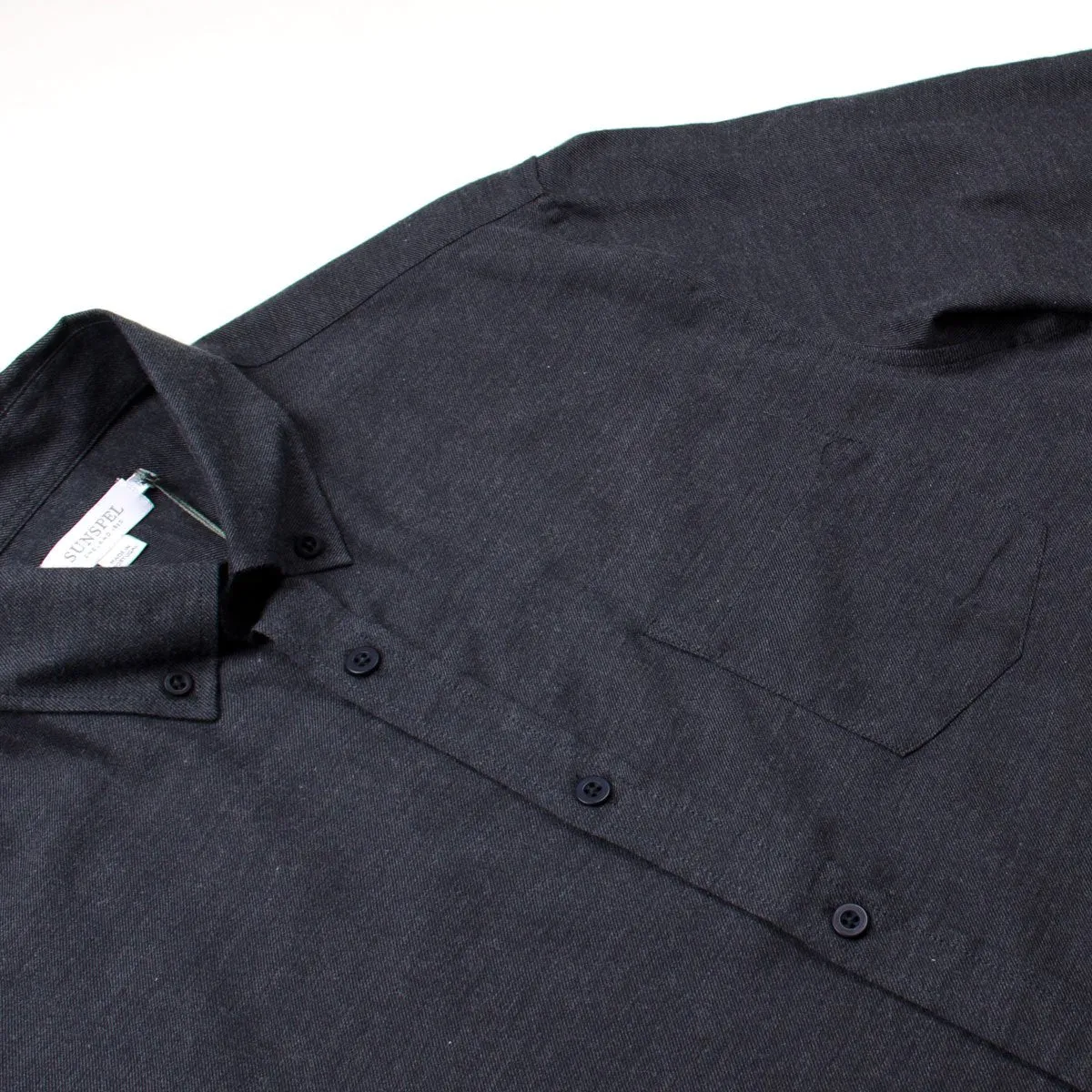 Sunspel - Button-down Flannel Shirt - Charcoal