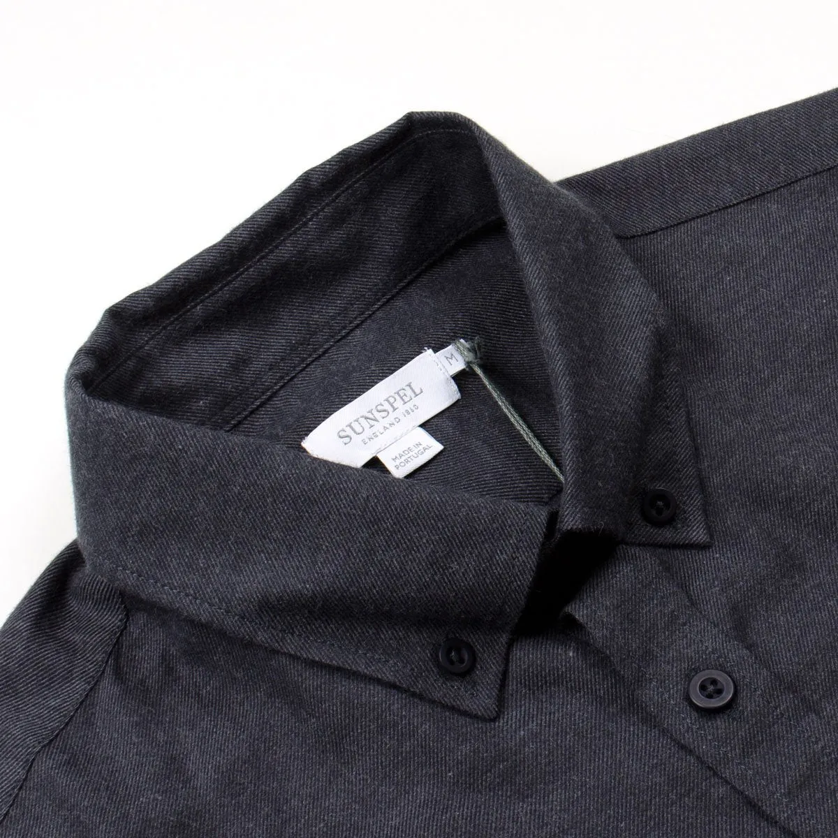 Sunspel - Button-down Flannel Shirt - Charcoal