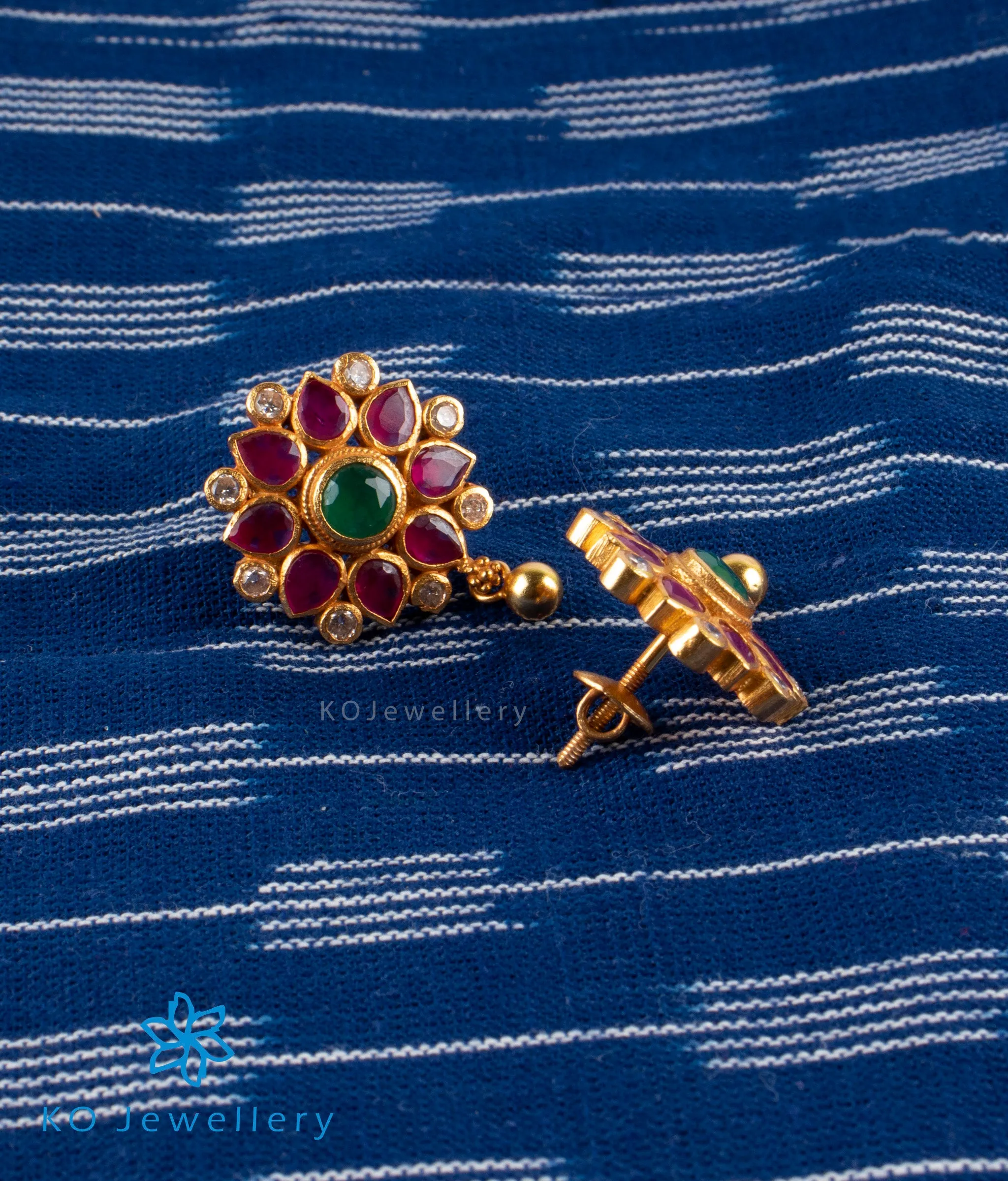 The Abhinav Silver Kempu Ear-Studs