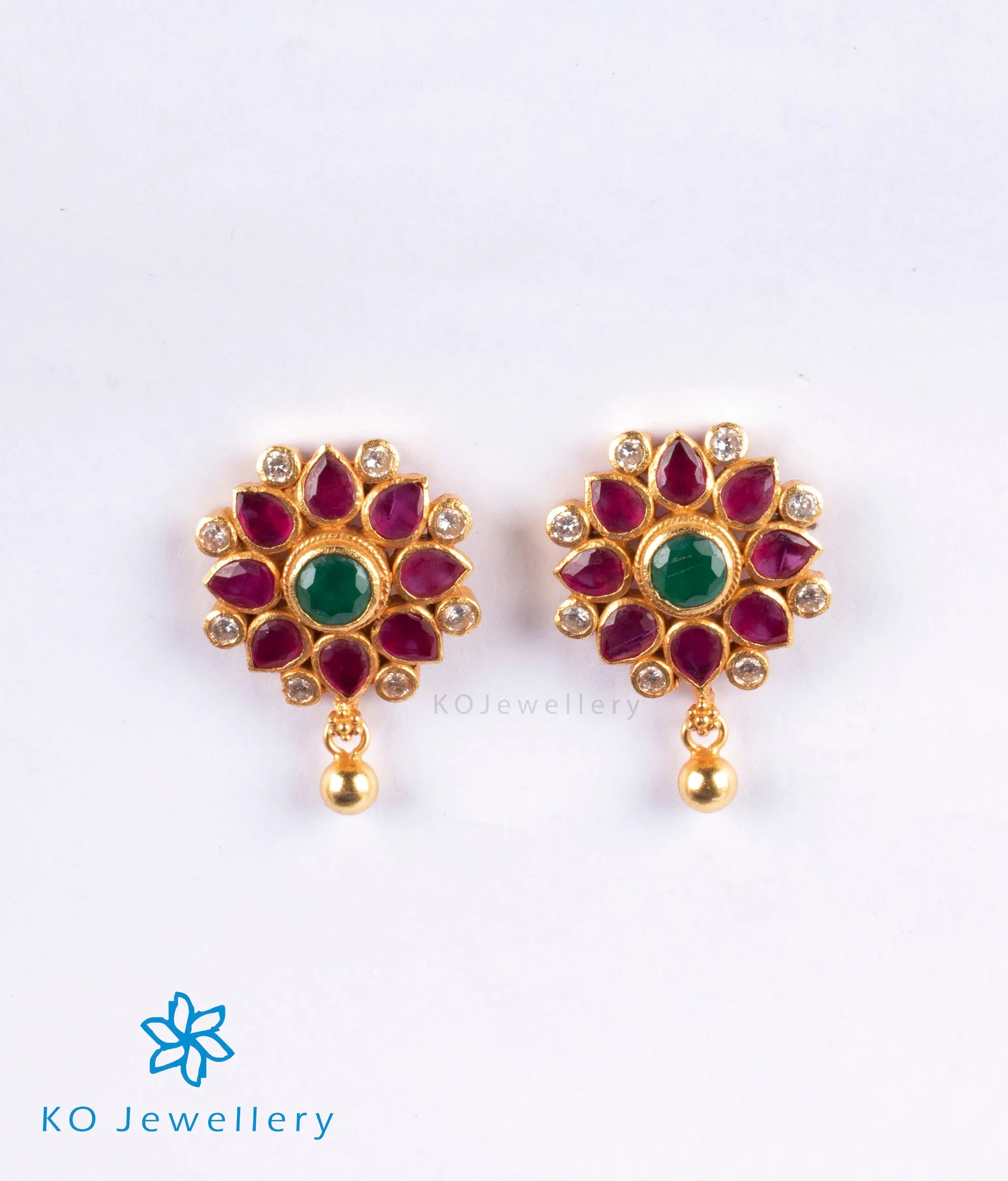 The Abhinav Silver Kempu Ear-Studs