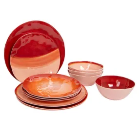 Tweedekans Melamine 12-delig Servies Halo Terracota