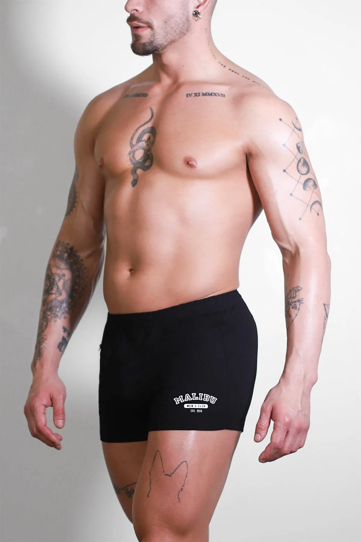 Varsity 2" Short Shorts with Zipper Pocket  - Midnight Black