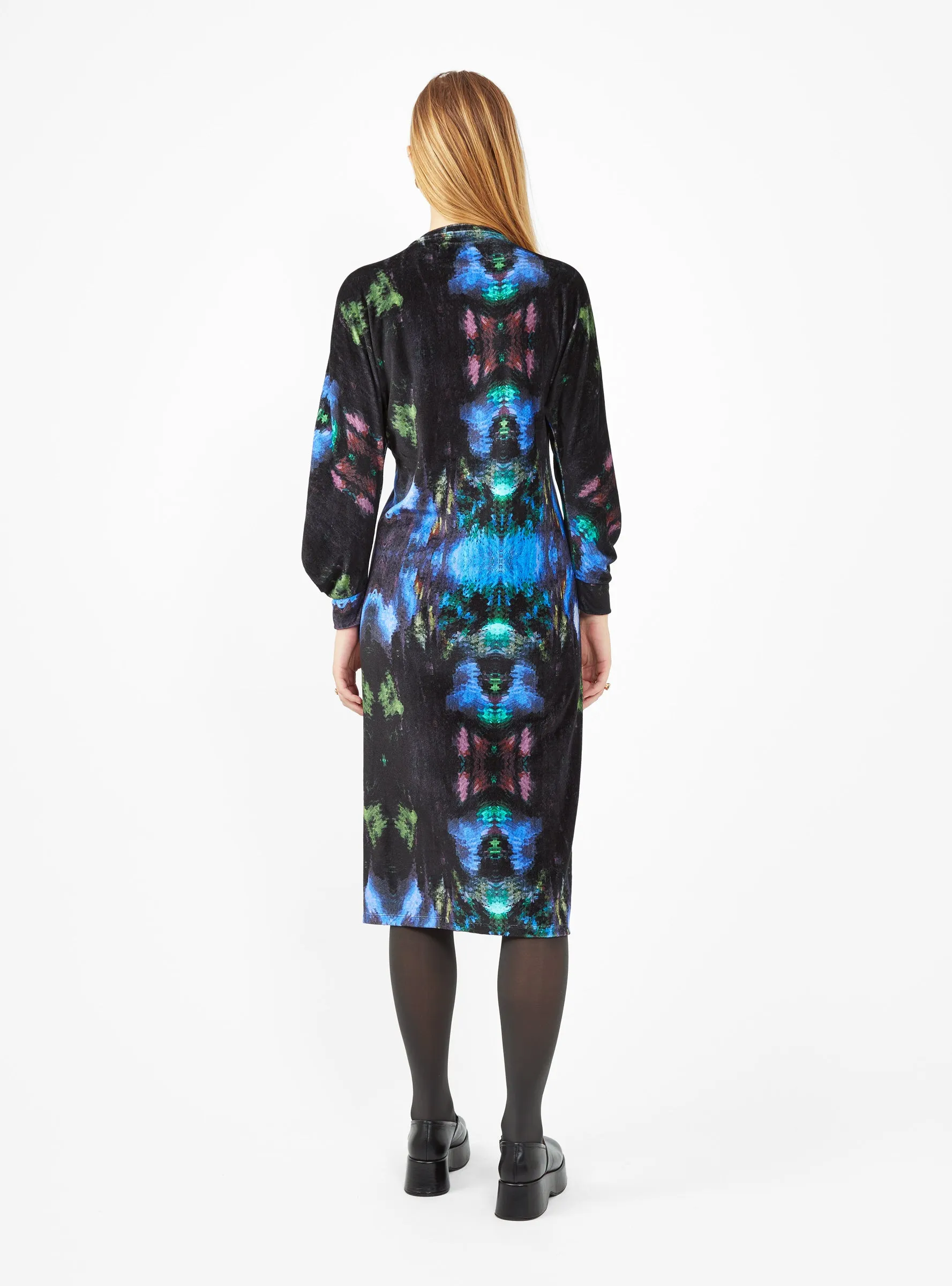 Viola Velour Dress Black Cosmic Print