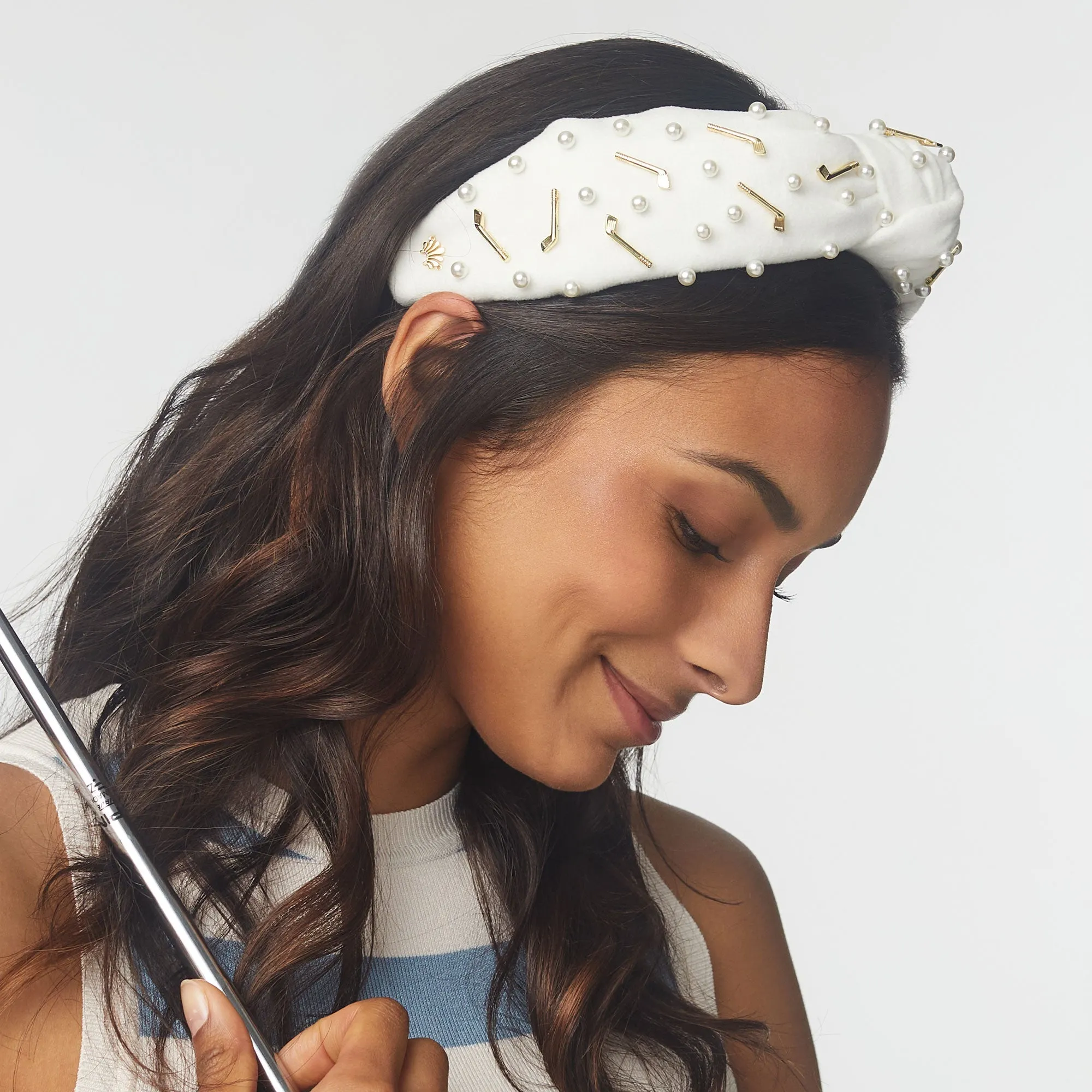 WHITE GOLF KNOTTED HEADBAND