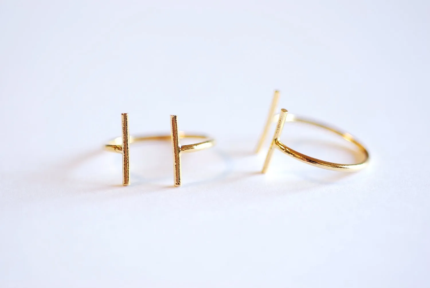 Wholesale Shiny Gold Parallel Bar Ring- 925 Bar Adjustable Ring, Stacking Ring, Midi Ring, Line Ring, Minimalist Ring, Cuff Ring, Two Bar Ring, Ring