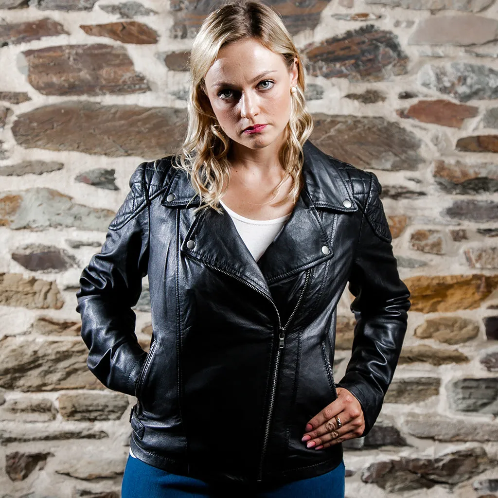 Women's Leather Biker Jacket - Michelle